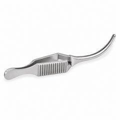 Diethrich Micro Bulldog Clamp – Curved, 20 mm — reverse three-quarter view, catalogue illustration on white background