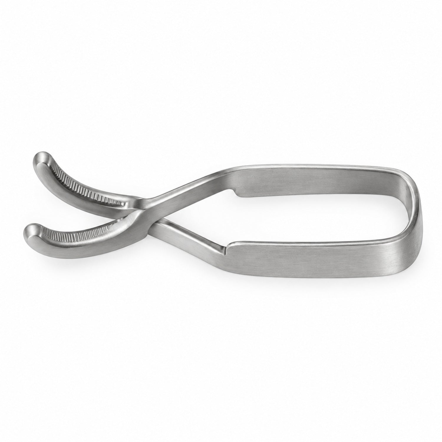 Schwartz Micro Bulldog Clamp – Strongly Curved, 10.2 mm Tip — top view, catalogue illustration on white background
