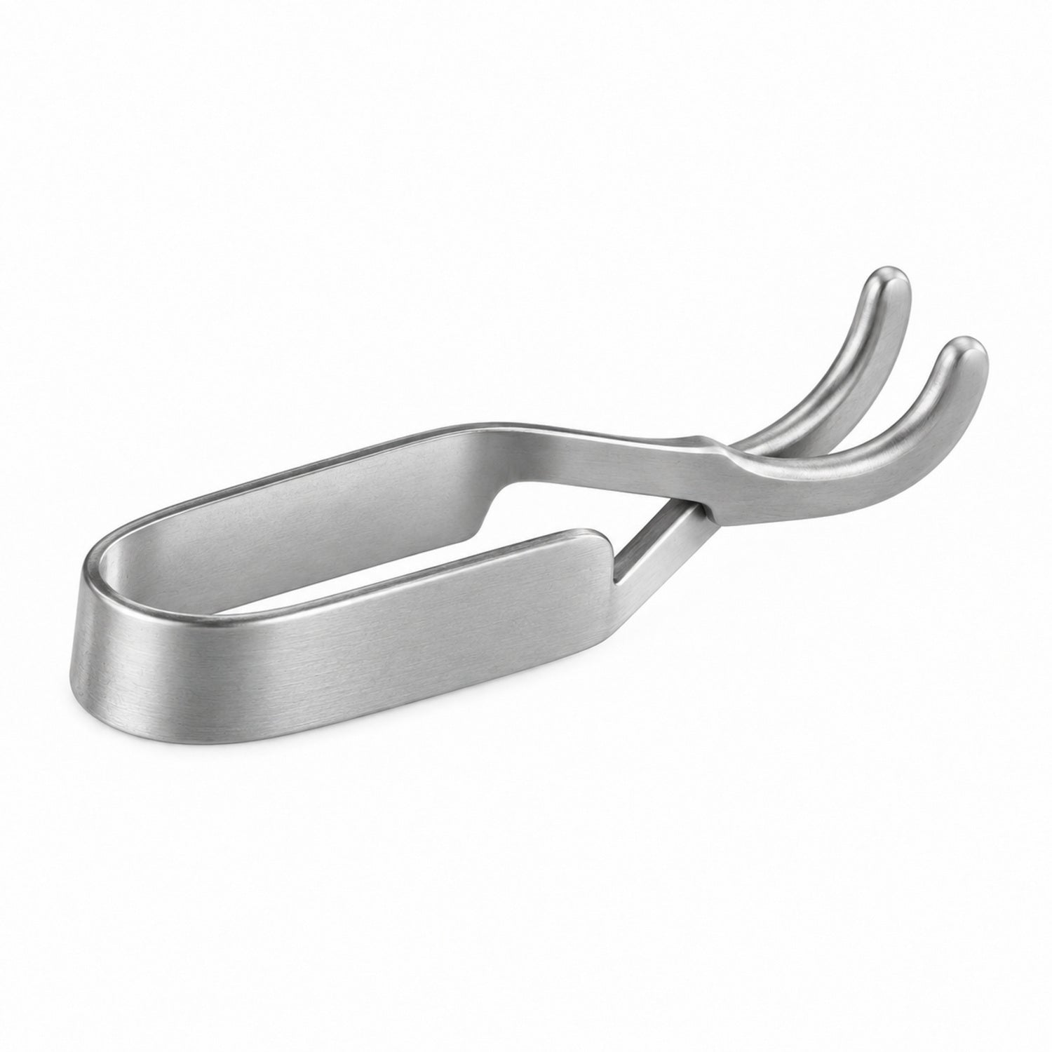 Schwartz Micro Bulldog Clamp – Strongly Curved, 10.2 mm Tip — reverse three-quarter view, catalogue illustration on white background