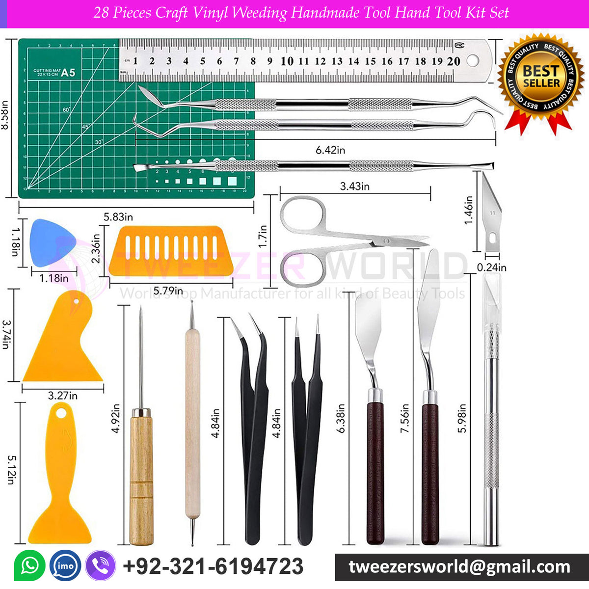 28 Pieces Craft Vinyl Weeding Handmade Tool Hand Tool Kit Set