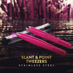 2pcs Premium Hot Pink Set Best Tweezers For Brows