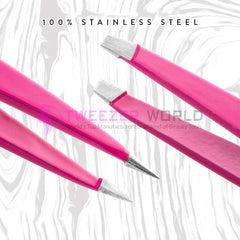 2pcs Premium Hot Pink Set Best Tweezers For Brows