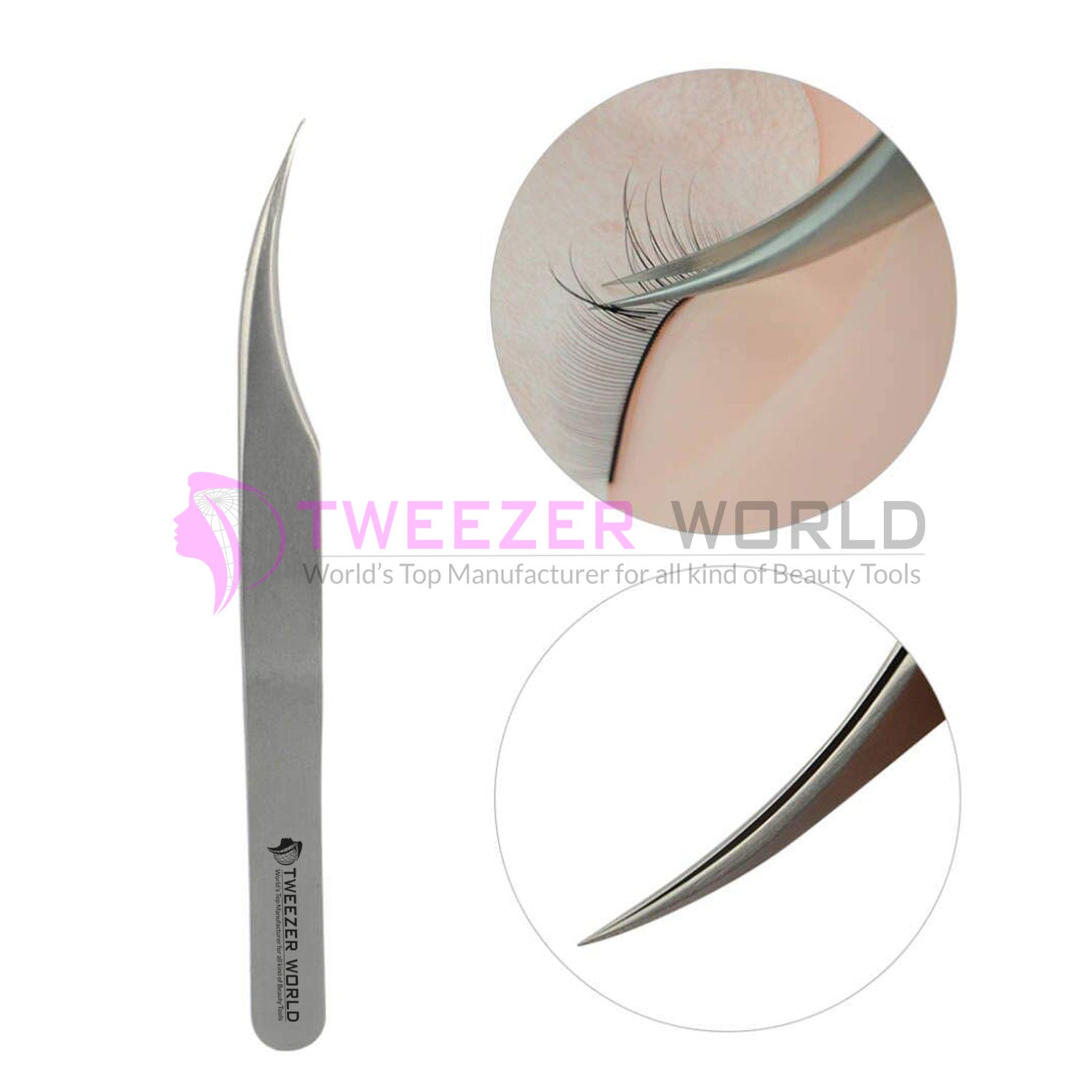 2Pcs-VETUS Silver Tweezers Set Best Quality Vetus Lash Tweezers