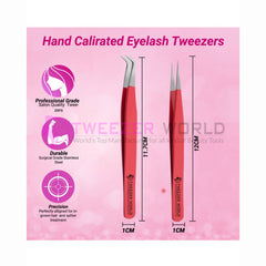 2pcs Volume &amp; Straight Red Handle Best Eyelash Tweezers Set