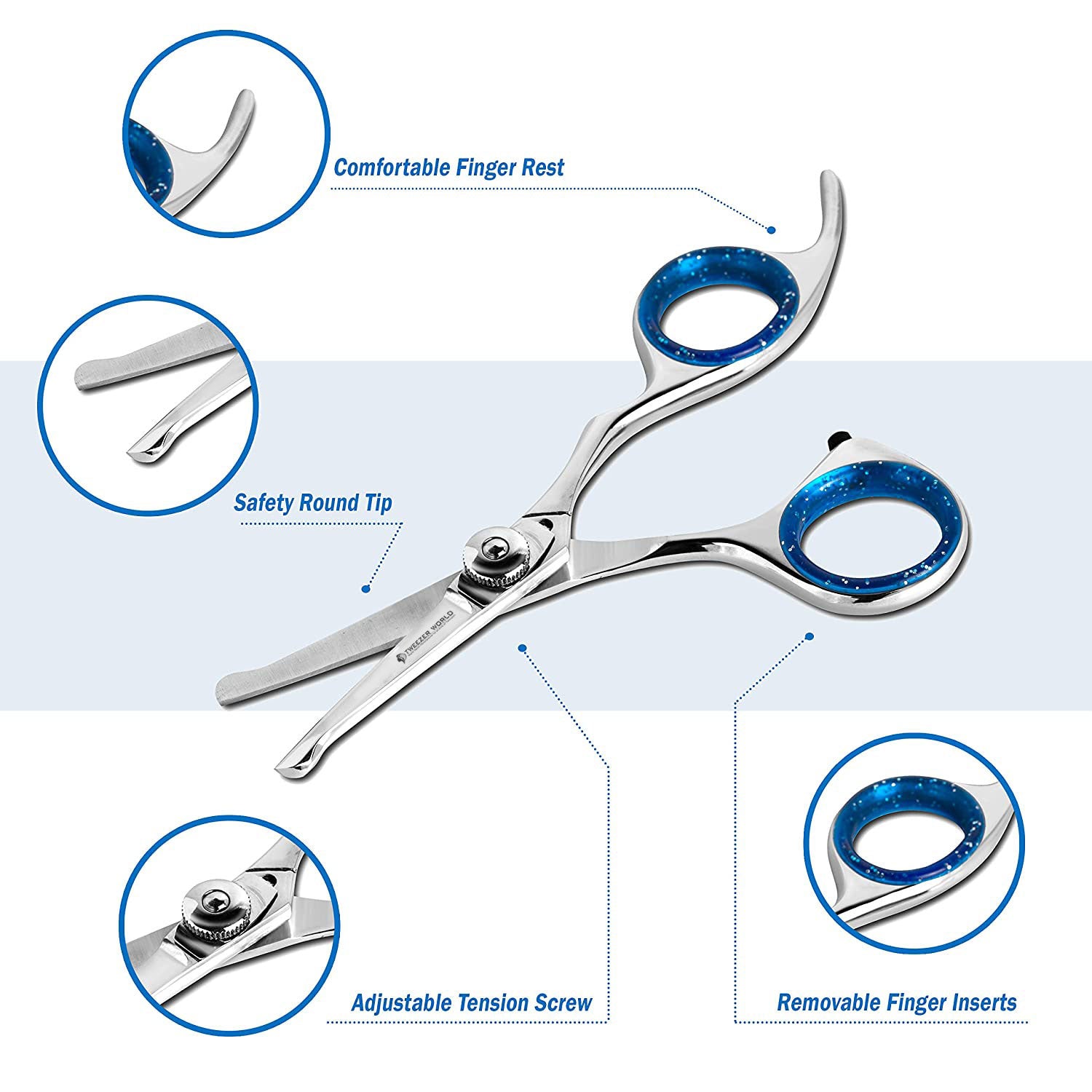 Pet Grooming Scissors Straight with Safety Round Tip Ball Point Easy use