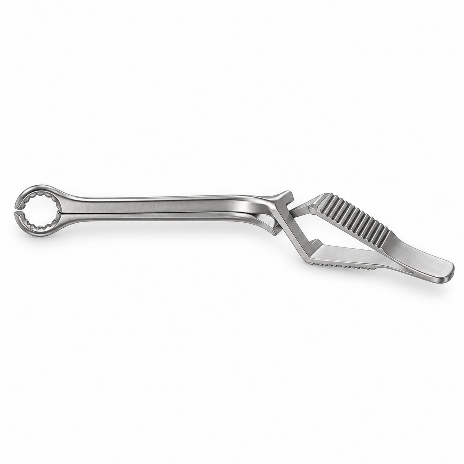 Calman Carotid Bulldog Clamp – Angled, 40 mm Tip — top view, catalogue illustration on white background
