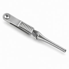 Johns Hopkins Bulldog Clamp – Straight, 40 mm Jaw — reverse three-quarter view, catalogue illustration on white background