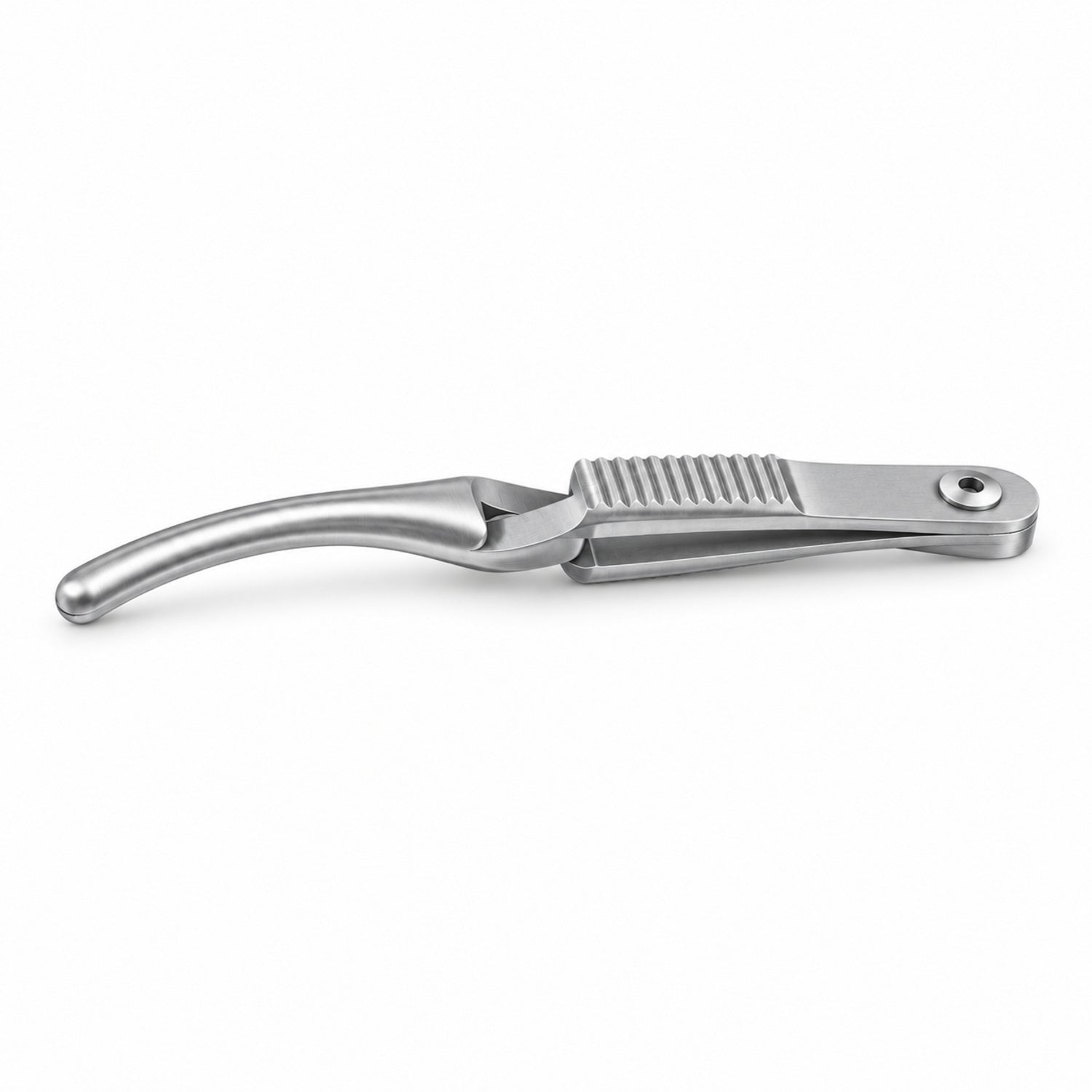 Johns Hopkins Bulldog Clamp – Curved, 50 mm Jaw — side profile, catalogue illustration on white background