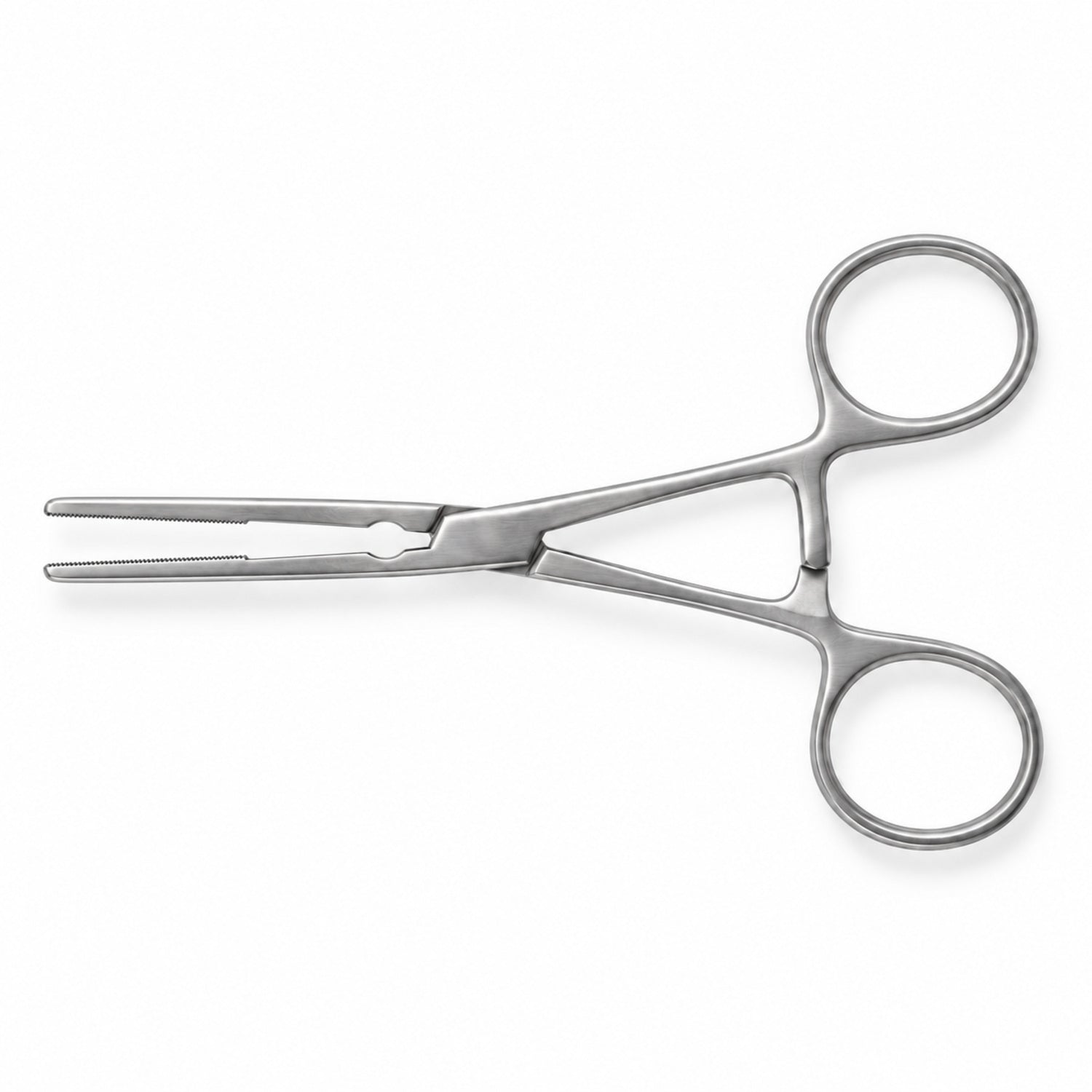 DeBakey Ring-Handle Bulldog Clamp – Straight, 53 mm Jaw — top view, catalogue illustration on white background