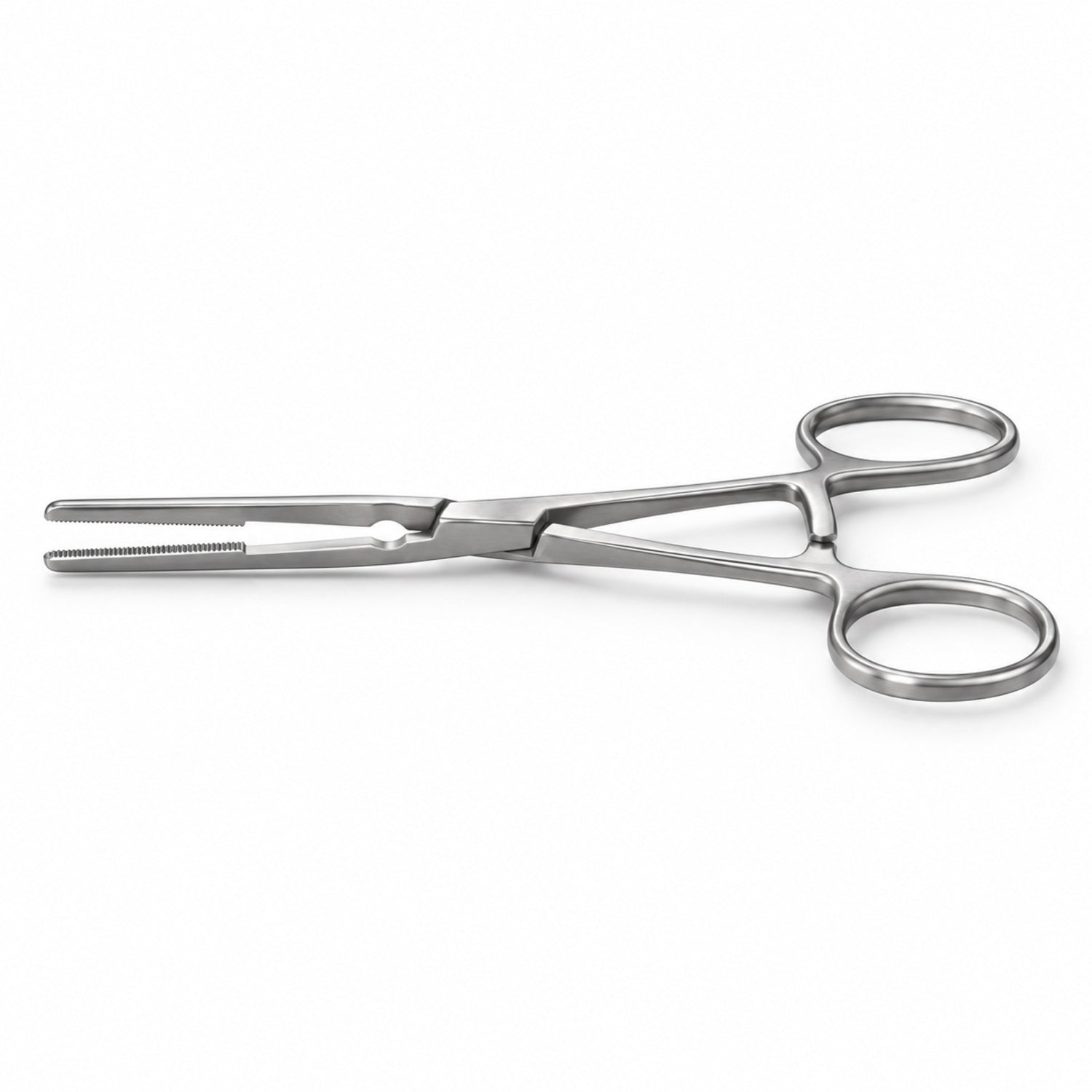 DeBakey Ring-Handle Bulldog Clamp – Straight, 53 mm Jaw — side profile, catalogue illustration on white background