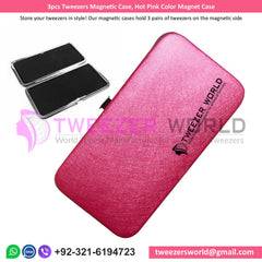 3pcs Tweezers Magnetic Case, Hot Pink Color Magnet Case