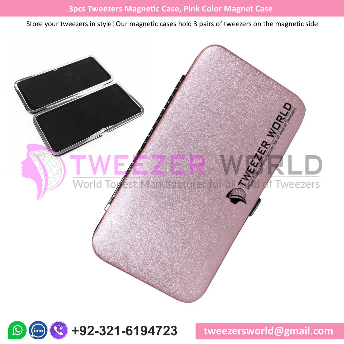 3pcs Tweezers Magnetic Case, Pink Color Magnet Case