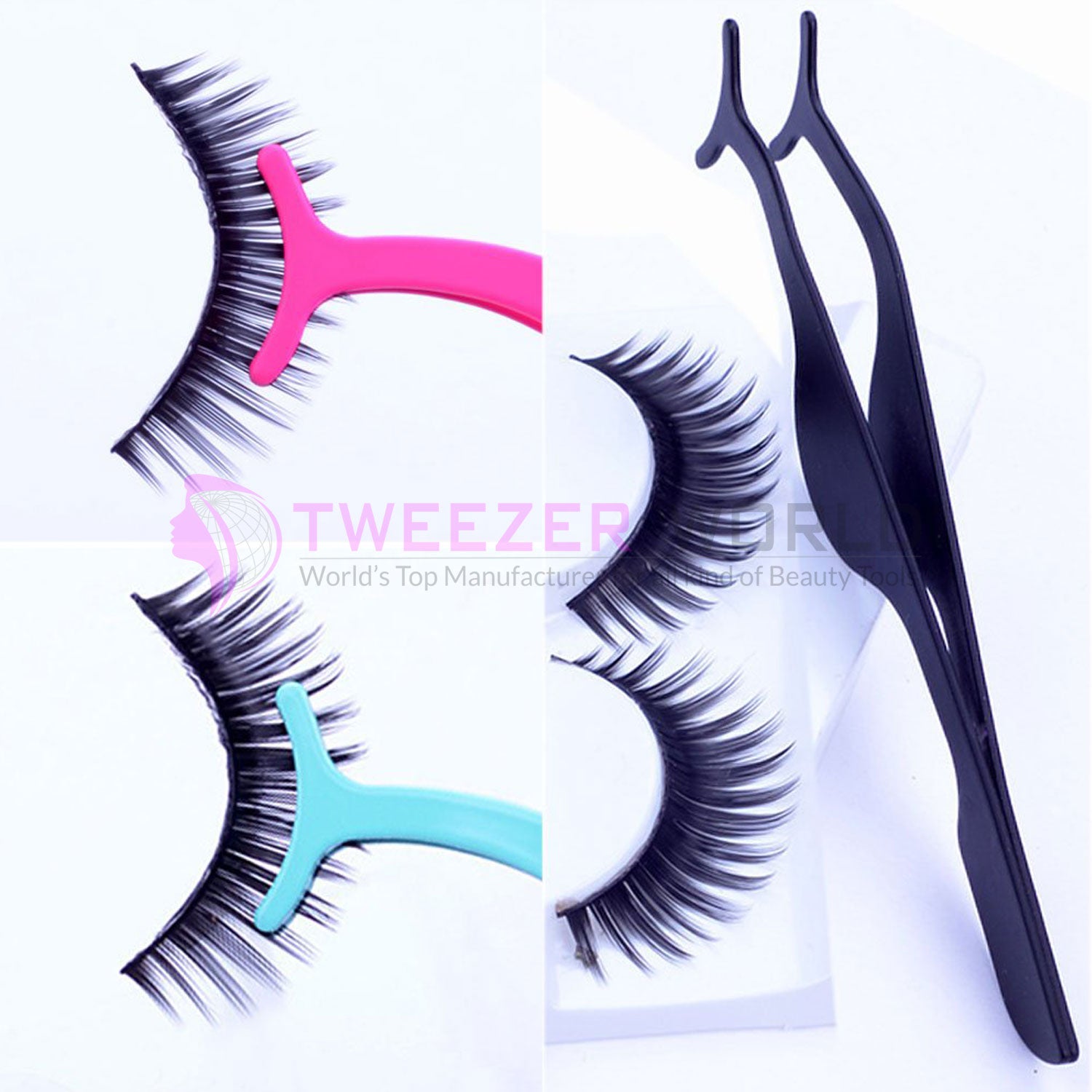 3pcs False Eyelash Applicator Premium Lash Applicator Tweezers Set