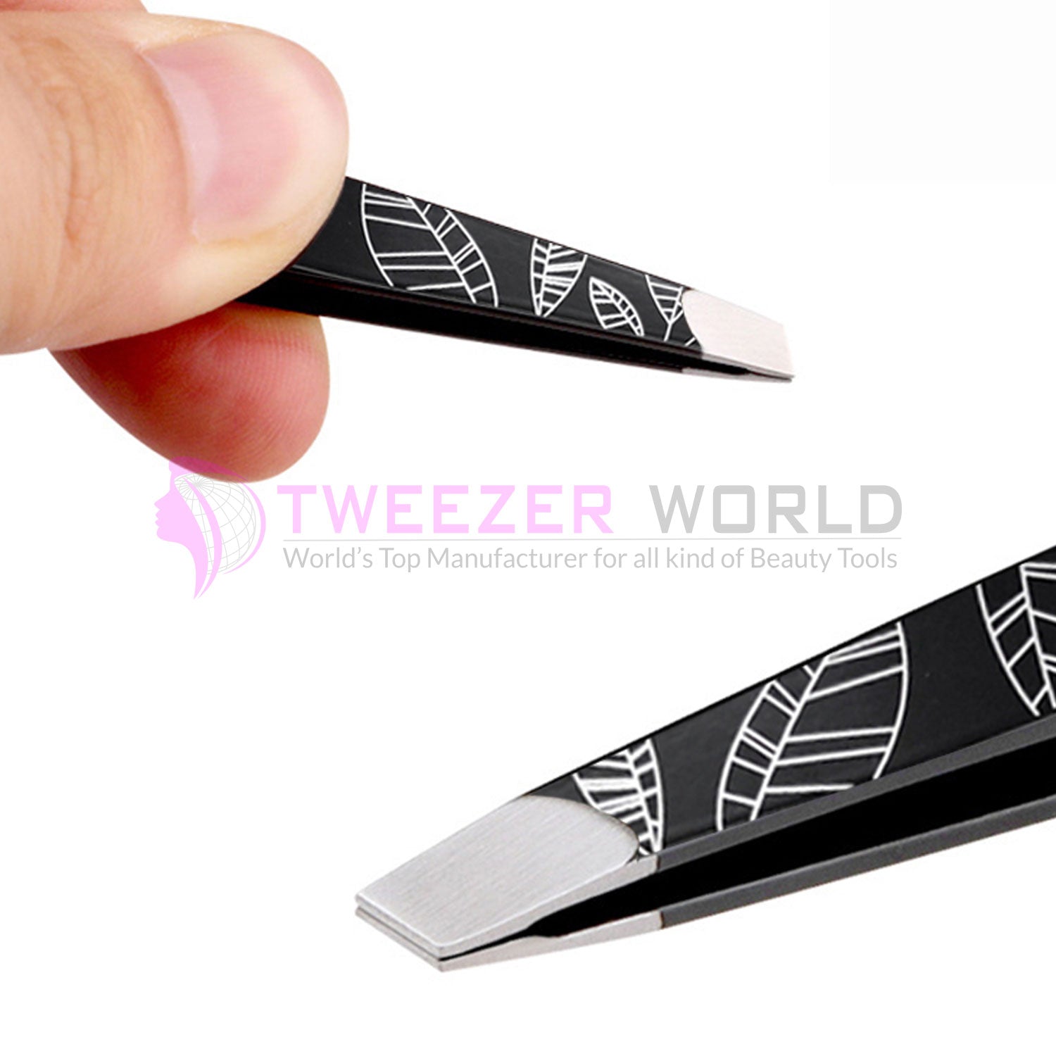 3pcs Classic Black Slanted + Pointed Top Eyebrow Tweezers Set