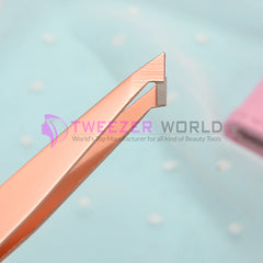 3pcs Titanium Coated Rose Gold Tweezers For Eyebrows Set