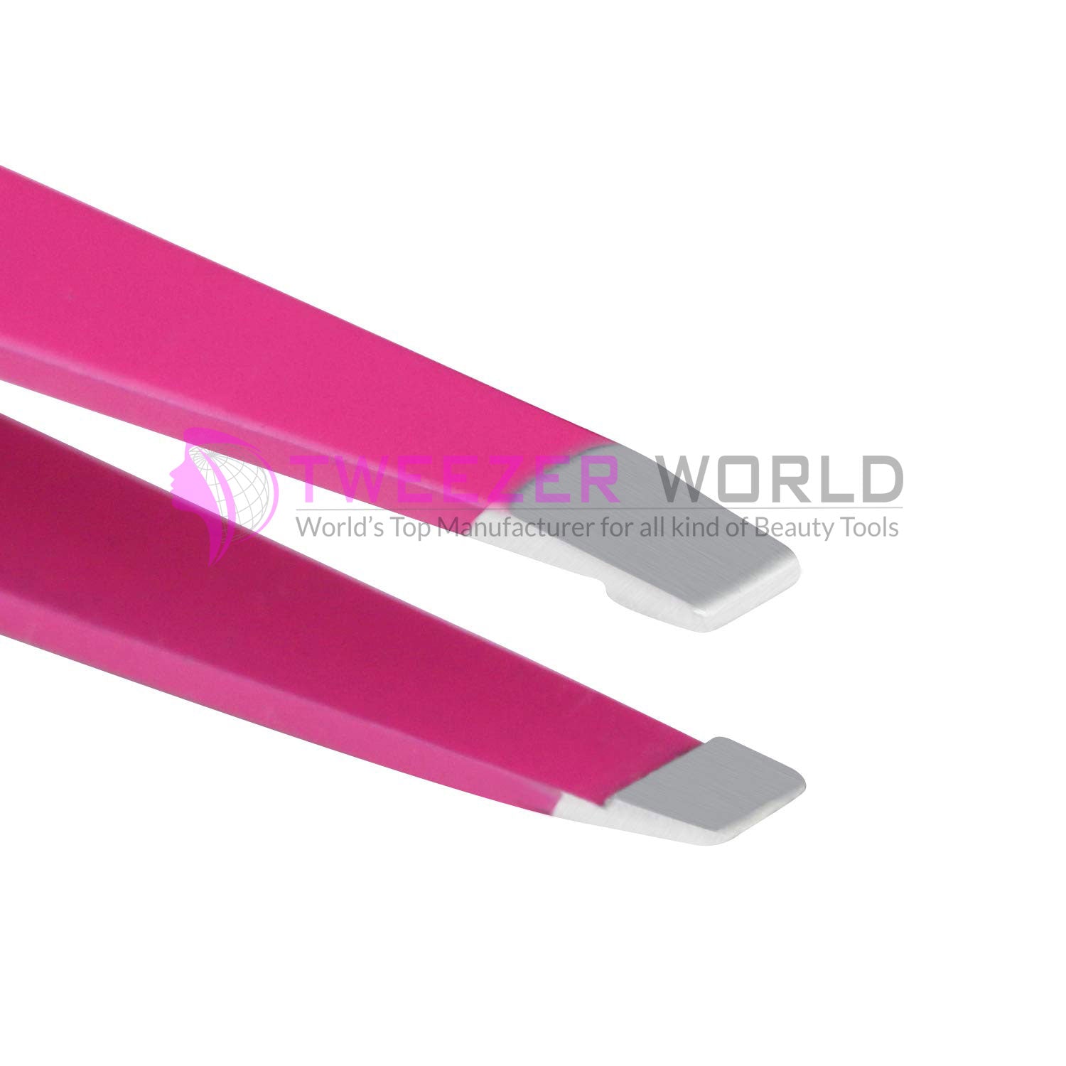 3pcs Pink Powder Coated Eyebrow Tweezers Set