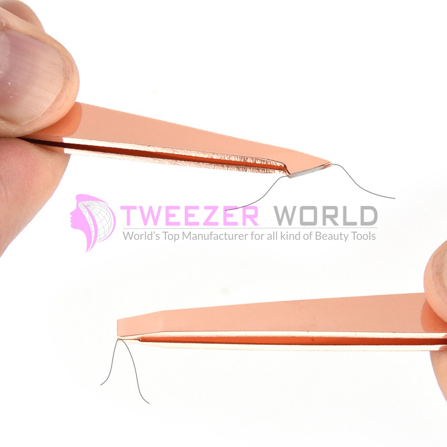 3pcs Titanium Coated Rose Gold Tweezers For Eyebrows Set