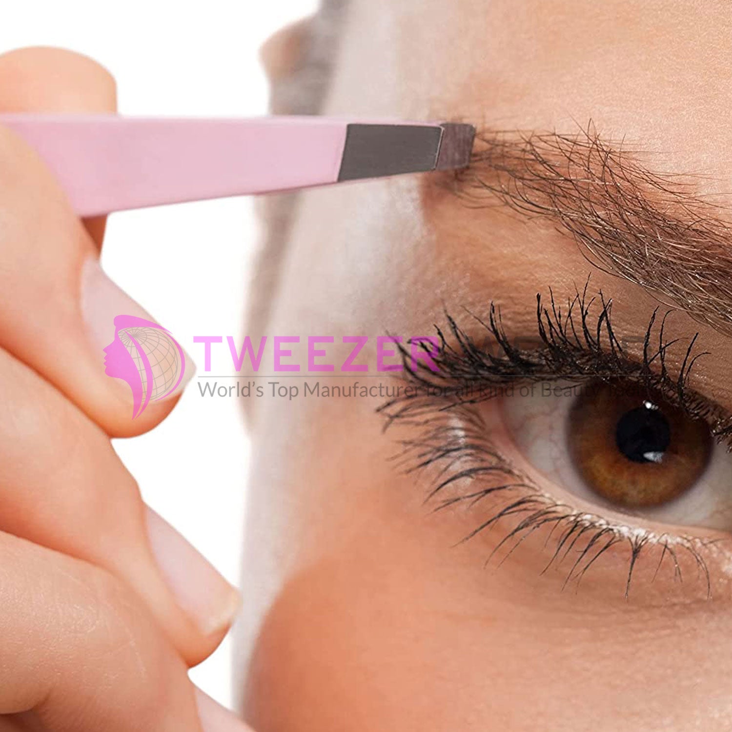 Amazon Best Selling 3pcs Light Pink Eyebrow Tweezers Set With Scissor