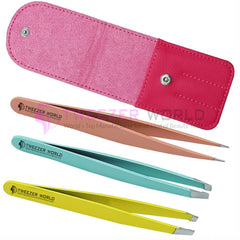 3pcs Multiple Colors Slanted + Pointed Best Hair Tweezers Set