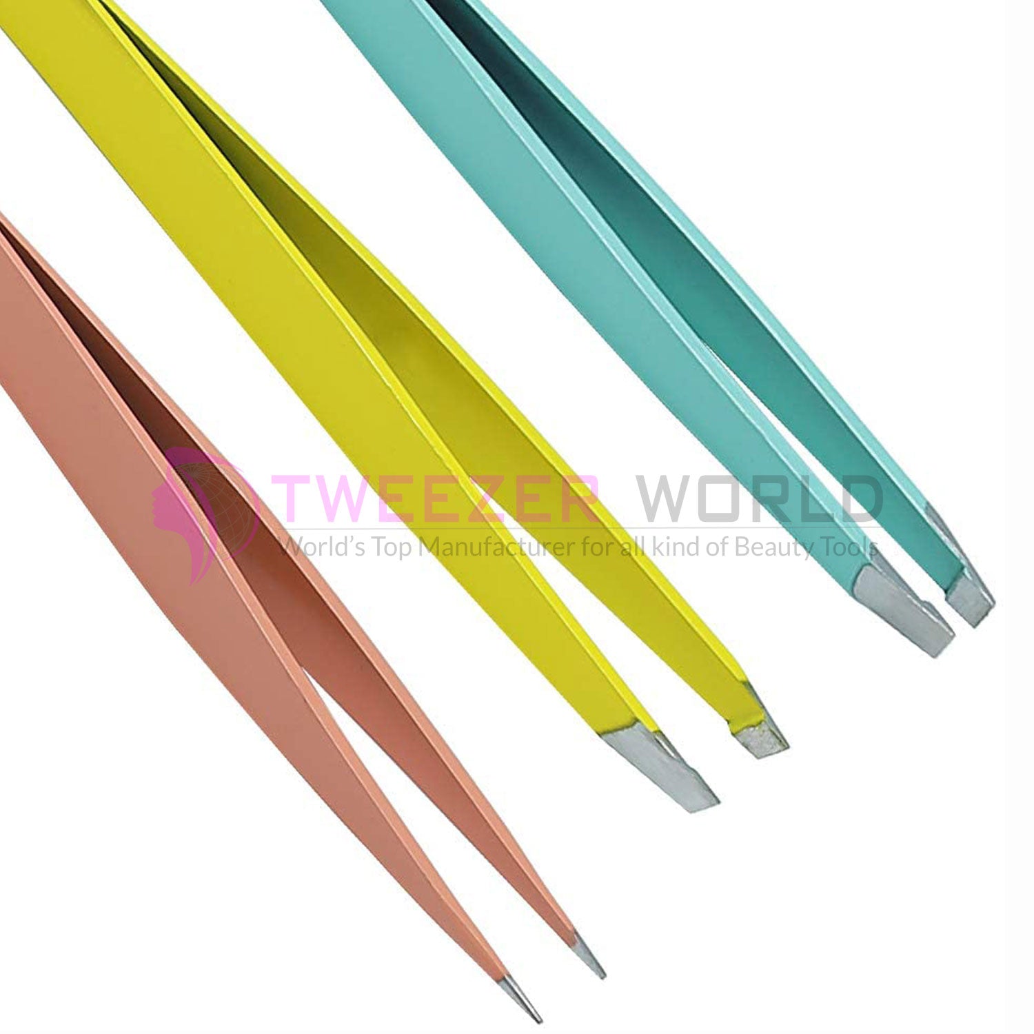 3pcs Multiple Colors Slanted + Pointed Best Hair Tweezers Set