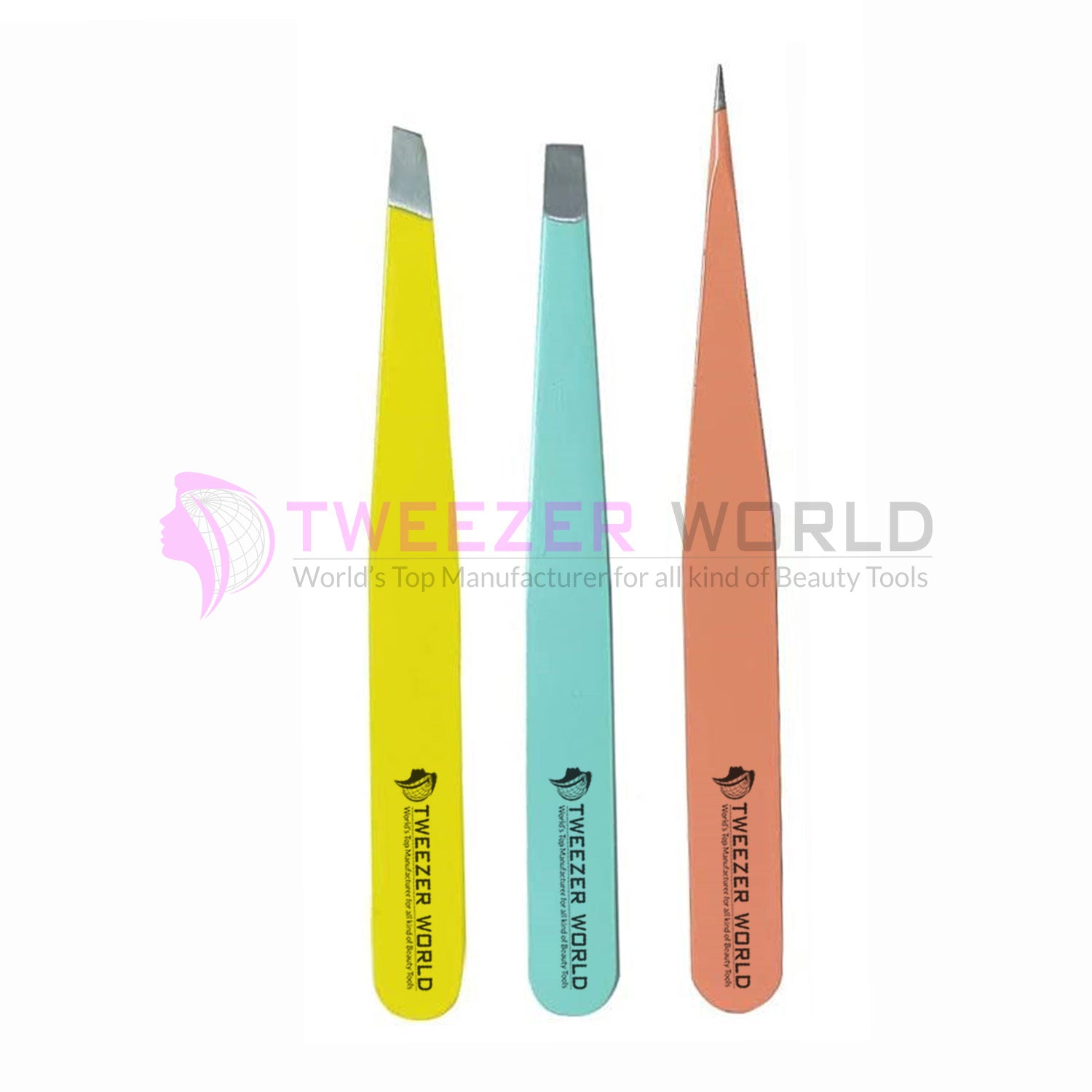 3pcs Multiple Colors Slanted + Pointed Best Hair Tweezers Set