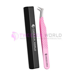 3pcs Diamond Grip Pink Powder Coated Eyelash Tweezers Set