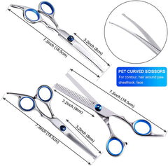 Pet Grooming Scissors for Dogs with Safety Round Tips Shears 4 in 1 Set