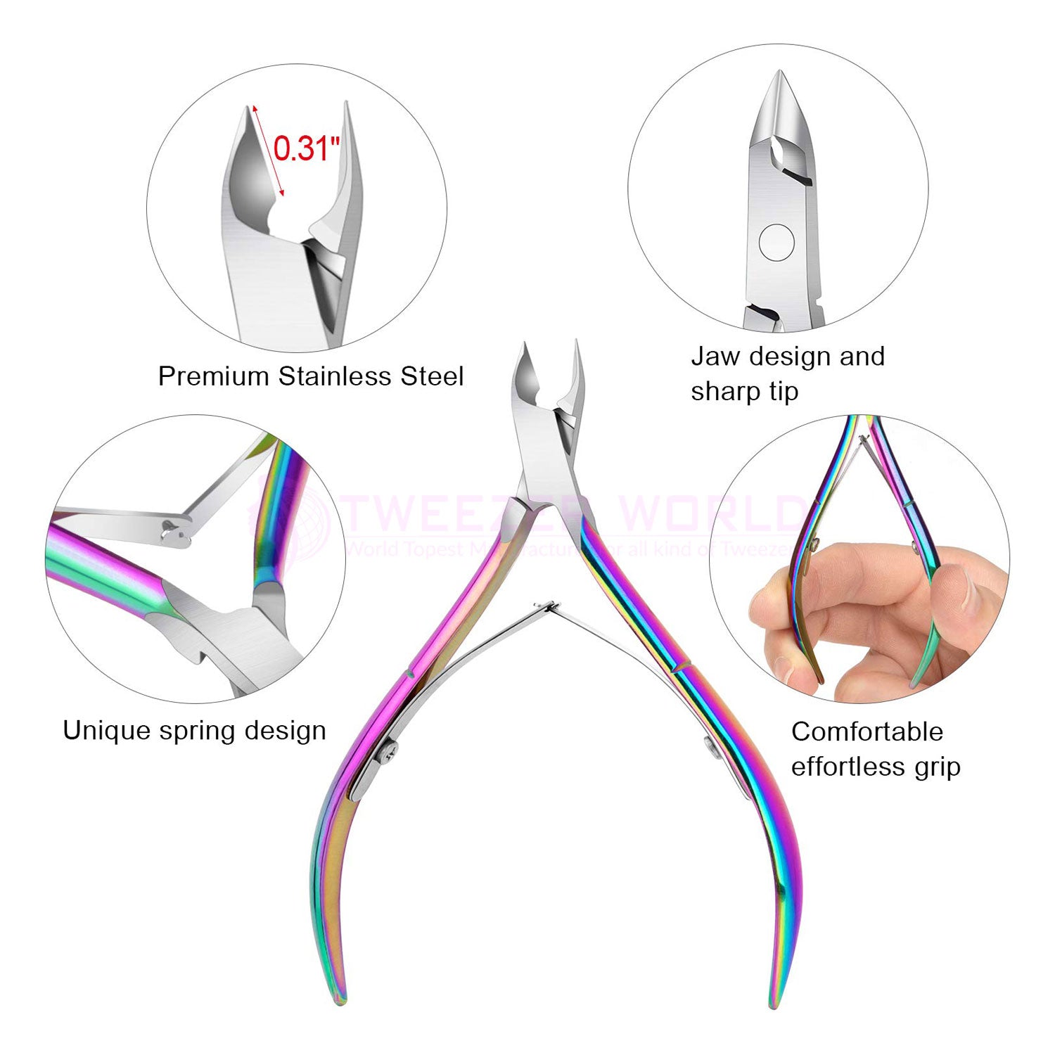 4 Pcs Cuticle Nipper Set Premium Cuticle Trimmer Gold and Rainbow