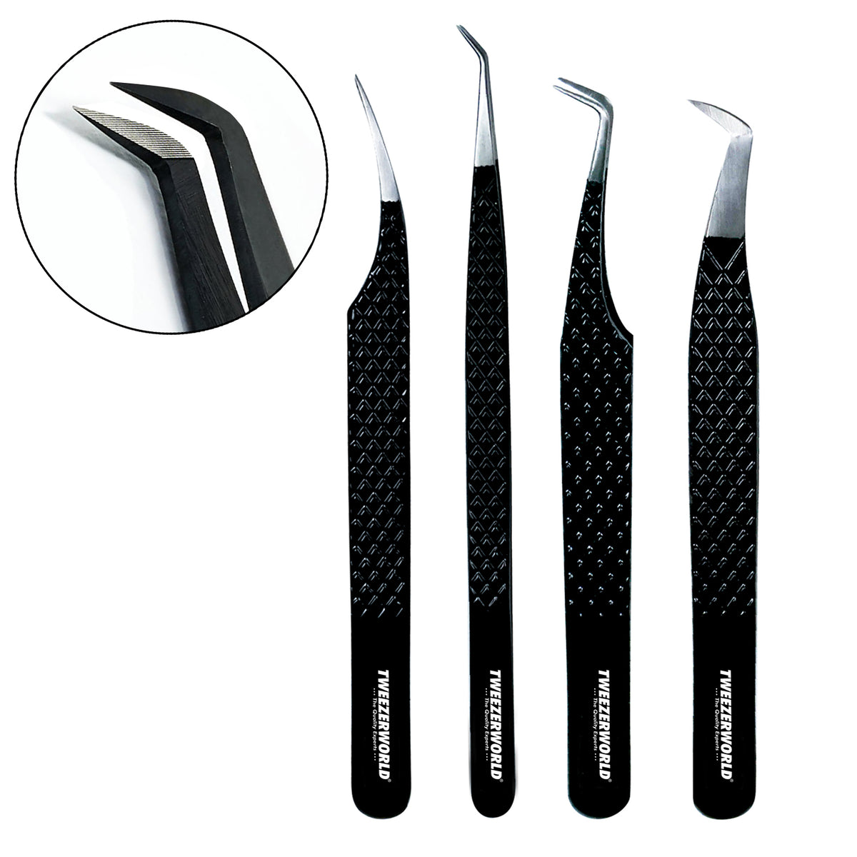 4-Piece Fiber Tip Lash Tweezer Set – Private Label Ready