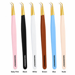 45° Black-Handle Gold-Tip Volume Lash Tweezers