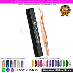 45 Degree Angled Titanium Coated Rose Gold Lash Tweezers