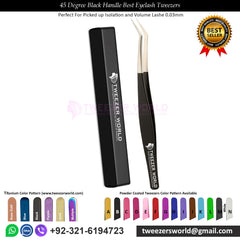 4Pcs Black Handle Best Eyelash Tweezers Set