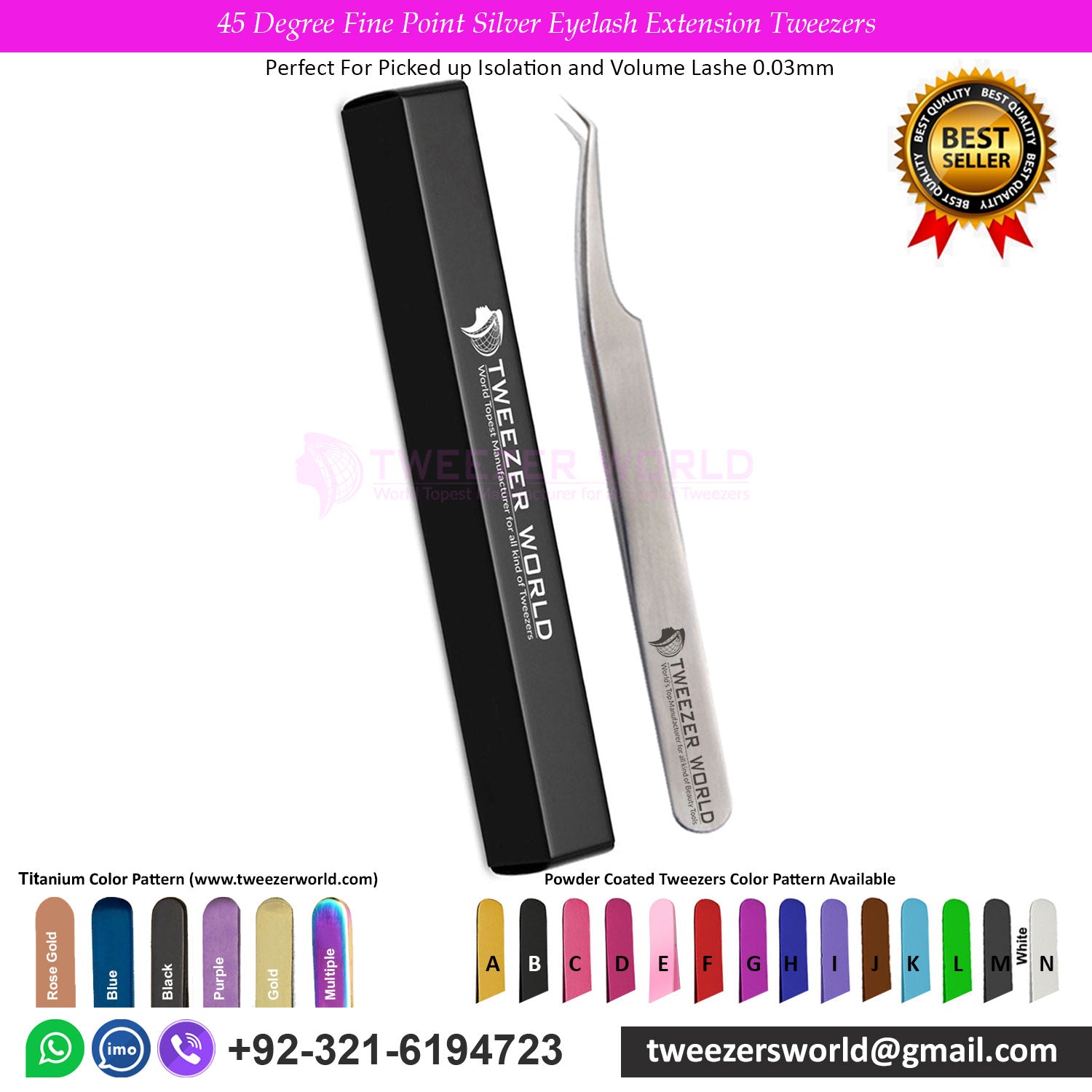 2pcs Isolation Fine Point Silver Eyelash Extension Tweezers Set