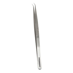 A pair of stainless steel precision tweezers with a textured grip and the brand name 'TWEEZER WORLD' printed on the handle, shown against a plain white background.