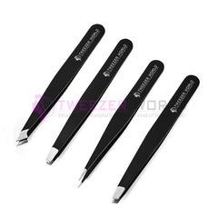 4pcs Hot Seller Shiny Black Best Eyebrow Tweezers For Plucking Set