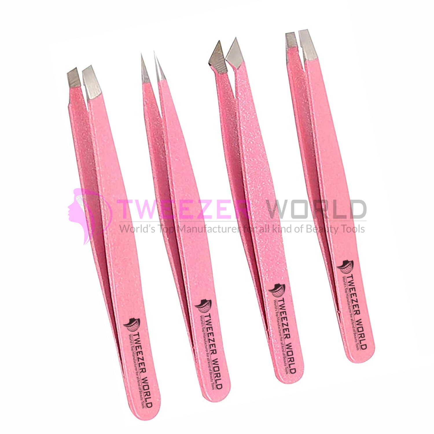 4Pcs Pink Beauty Tweezers Set Top Quality Tweezers For Eyebrows