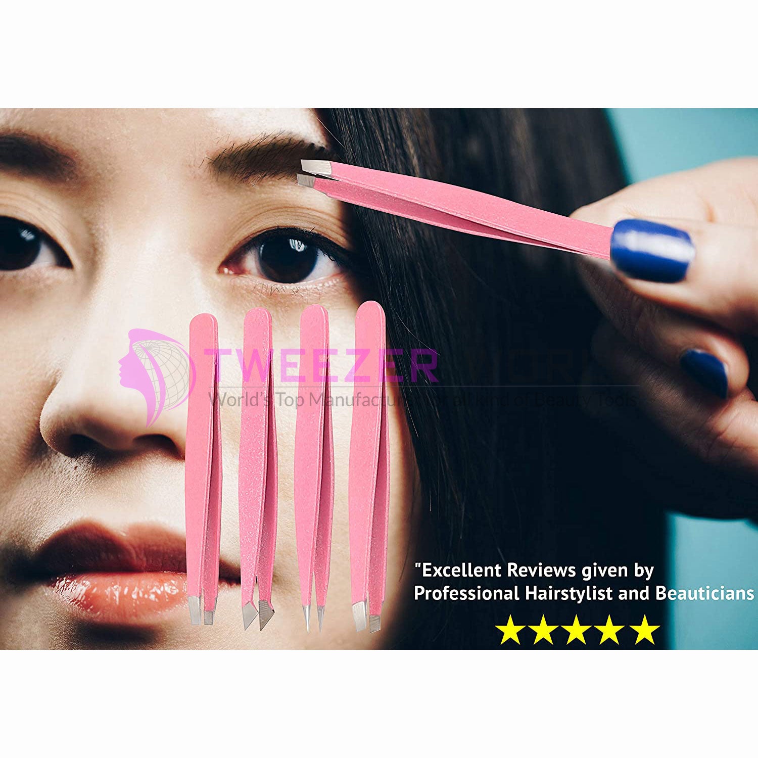 4Pcs Pink Beauty Tweezers Set Top Quality Tweezers For Eyebrows