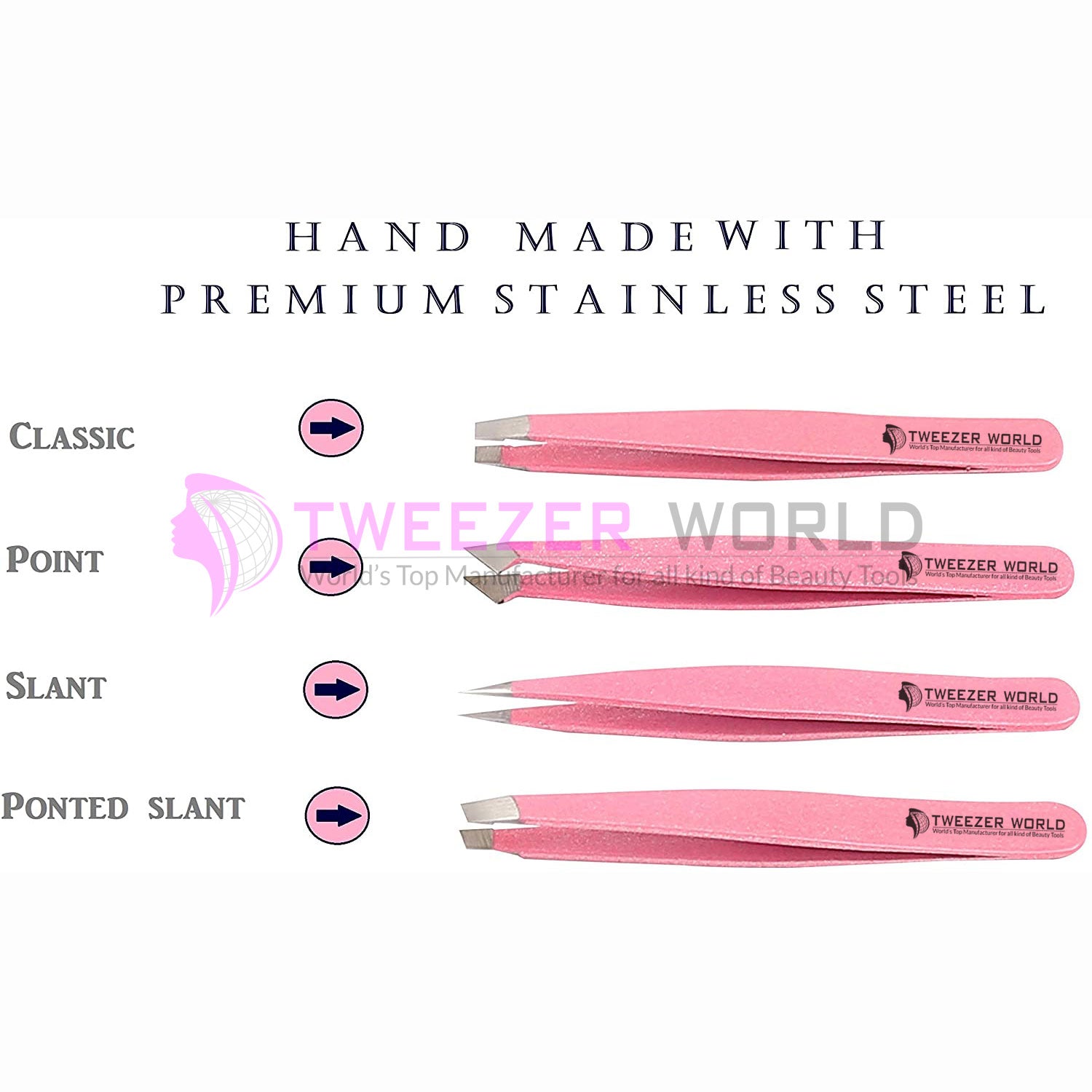 4Pcs Pink Beauty Tweezers Set Top Quality Tweezers For Eyebrows