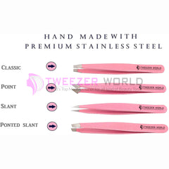 4Pcs Pink Beauty Tweezers Set Top Quality Tweezers For Eyebrows