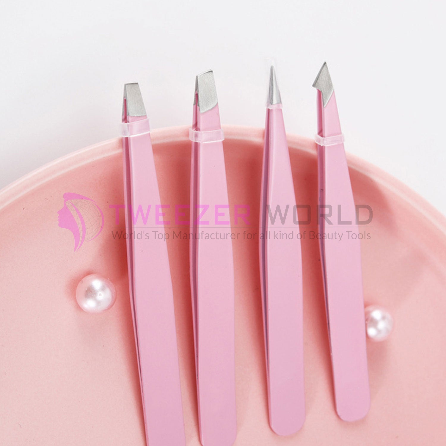 Wholesale Stainless Steel 4pcs Light Pink Set Best Eyebrow Tweezers For Men