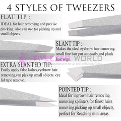 4Pcs White Eyebrow Tweezers Set Best Tweezers For Eyebrows