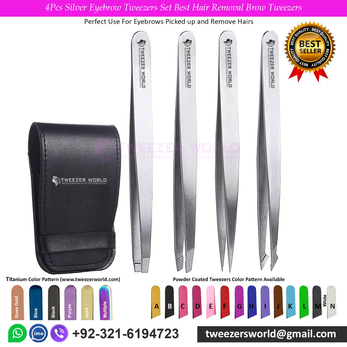 4Pcs Silver Eyebrow Tweezers Set Best Hair Removal Brow Tweezers