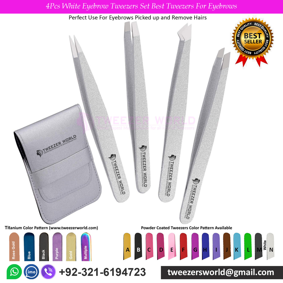 4Pcs White Eyebrow Tweezers Set Best Tweezers For Eyebrows