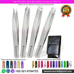 4pcs Best Seller Silver Best Eyebrow Tweezers For Hair Set