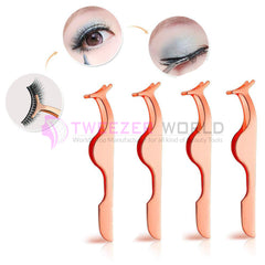 4pcs False Eyelash Applicator Rose Gold Applicator Tweezers Set