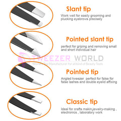 4pcs Amazon Hot Selling Black Beauty Best Tweezers For Fine Hair Set