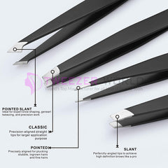 4pcs Amazon Hot Selling Black Beauty Best Tweezers For Fine Hair Set