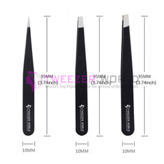 Best Quality 4pcs Black Powder Coated Eyebrow Tweezers &amp; Scissor Set