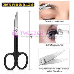 4pcs Professional Matt Black Powder Coated Eyebrow Tweezers Set