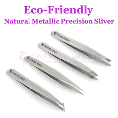 4Pcs Silver Eyebrow Tweezers Set Best Hair Removal Brow Tweezers